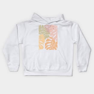 Abstract Patel Colors Monstera Leaves 4 Kids Hoodie